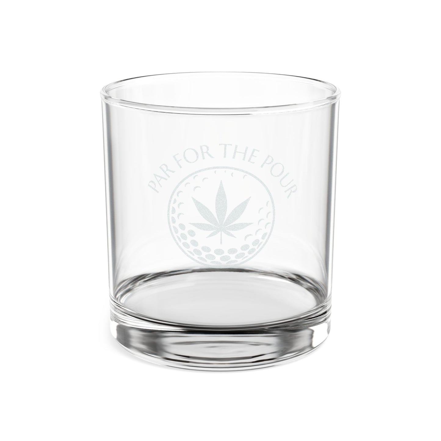 Par for the Pour Whiskey Glass – Golf & Ganja Lovers Gift | Cannabis Leaf Golf Ball Design - Engraved Whiskey Glass - 10.5oz with Golf & Leaf Design
