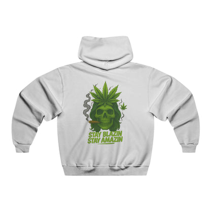 Stay Blazin Stay Amazin – Mary-Jane Skull Hat & Hoodie Collection | 420 Street Style Apparel, Stay Blazin' Hooded Sweatshirt - Casual Streetwear for Smokers, Gift for Friends, Perfect for 420 Celebrations, Cozy & Stylish