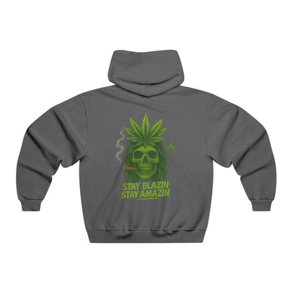 Stay Blazin Stay Amazin – Mary-Jane Skull Hat & Hoodie Collection | 420 Street Style Apparel, Stay Blazin' Hooded Sweatshirt - Casual Streetwear for Smokers, Gift for Friends, Perfect for 420 Celebrations, Cozy & Stylish