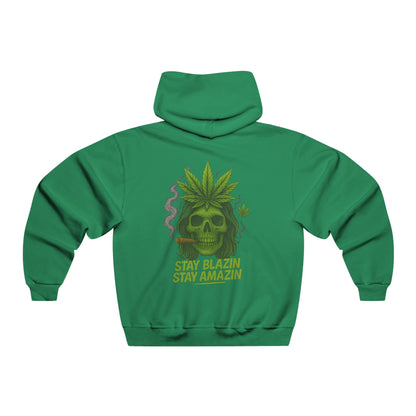 Stay Blazin Stay Amazin – Mary-Jane Skull Hat & Hoodie Collection | 420 Street Style Apparel, Stay Blazin' Hooded Sweatshirt - Casual Streetwear for Smokers, Gift for Friends, Perfect for 420 Celebrations, Cozy & Stylish