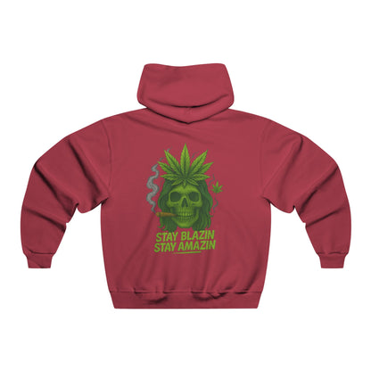 Stay Blazin Stay Amazin – Mary-Jane Skull Hat & Hoodie Collection | 420 Street Style Apparel, Stay Blazin' Hooded Sweatshirt - Casual Streetwear for Smokers, Gift for Friends, Perfect for 420 Celebrations, Cozy & Stylish
