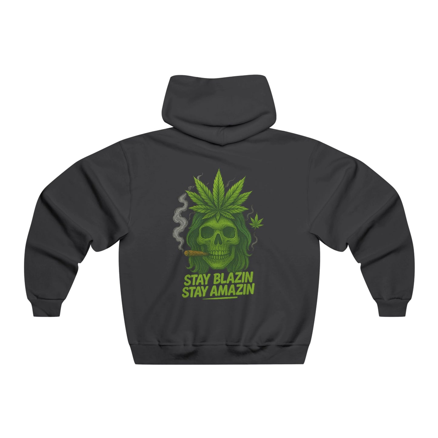 Stay Blazin Stay Amazin – Mary-Jane Skull Hat & Hoodie Collection | 420 Street Style Apparel, Stay Blazin' Hooded Sweatshirt - Casual Streetwear for Smokers, Gift for Friends, Perfect for 420 Celebrations, Cozy & Stylish