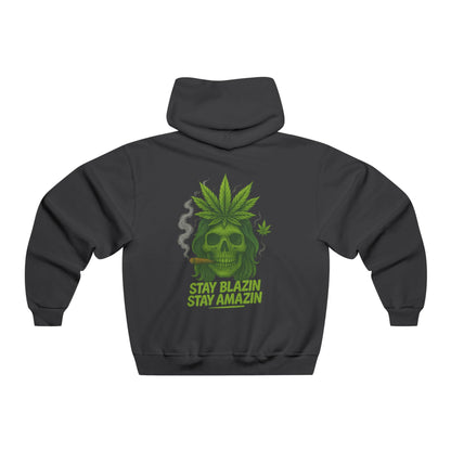 Stay Blazin Stay Amazin – Mary-Jane Skull Hat & Hoodie Collection | 420 Street Style Apparel, Stay Blazin' Hooded Sweatshirt - Casual Streetwear for Smokers, Gift for Friends, Perfect for 420 Celebrations, Cozy & Stylish
