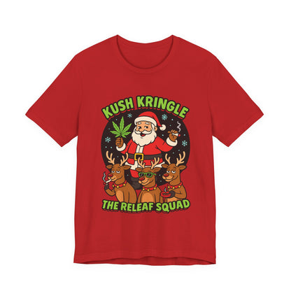 Kush Kringle Christmas Tee — "The Releaf Squad" Santa & Reindeer Holiday Shirt