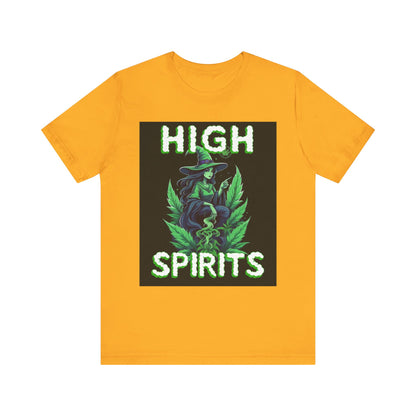 High Spirits Witchy Tee - Unisex Jersey Short Sleeve T-Shirt, Halloween Gift, Witch Apparel, Eco-Friendly Tee, Alternative Fashion