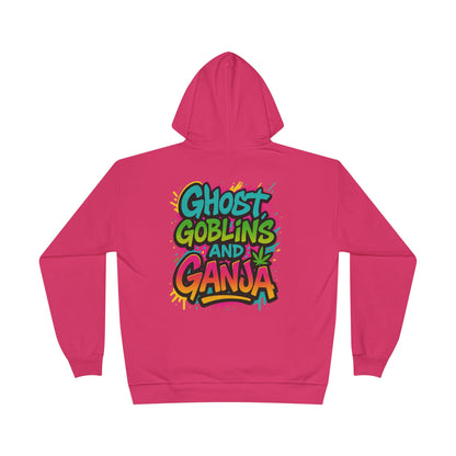 Ghostly Vibes Eco-Friendly Hoodie, Halloween Sweatshirt, Unisex Pullover, Festival Fashion, EcoSmart Apparel, Ghost Goblins Ganja