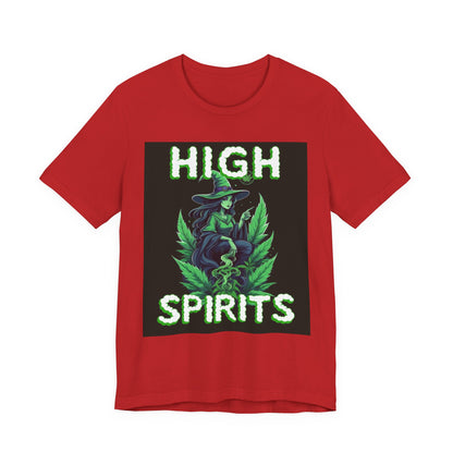 High Spirits Witchy Tee - Unisex Jersey Short Sleeve T-Shirt, Halloween Gift, Witch Apparel, Eco-Friendly Tee, Alternative Fashion