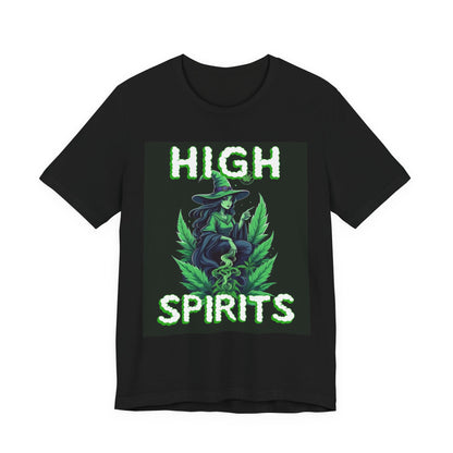 High Spirits Witchy Tee - Unisex Jersey Short Sleeve T-Shirt, Halloween Gift, Witch Apparel, Eco-Friendly Tee, Alternative Fashion