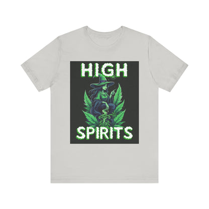 High Spirits Witchy Tee - Unisex Jersey Short Sleeve T-Shirt, Halloween Gift, Witch Apparel, Eco-Friendly Tee, Alternative Fashion