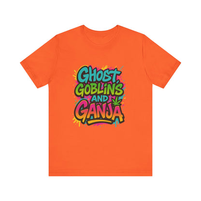 Ghost Goblins and Ganja T-Shirt, Funny Halloween Tee, Weed Lover Gift, Unisex Graphic Tee, Stoner Apparel, Est. 2025 Shirt