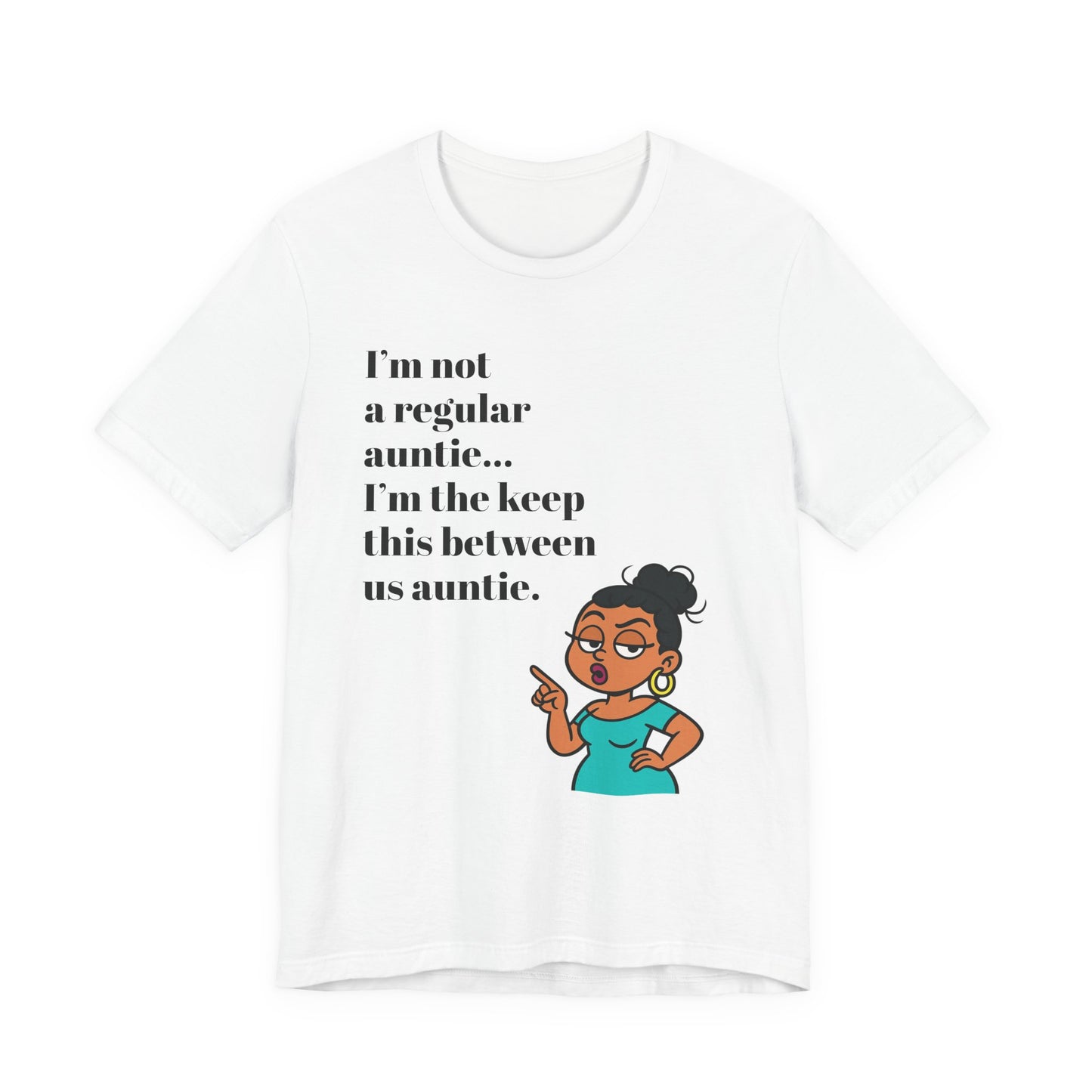 Sassy Auntie Graphic – “Keep This Between Us” Funny Auntie Cartoon PNG