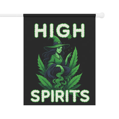 High Spirits Garden Banner, Witch Decor, Magical Garden Flag, Outdoor Hanging Art, Halloween Home Decor, Garden Flag for Celebrations