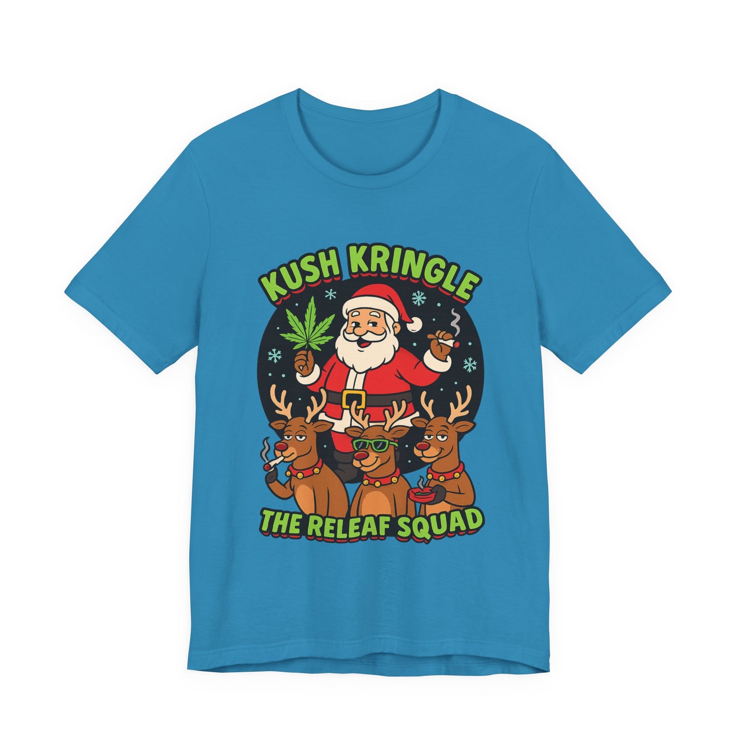 Kush Kringle Christmas Tee — "The Releaf Squad" Santa & Reindeer Holiday Shirt