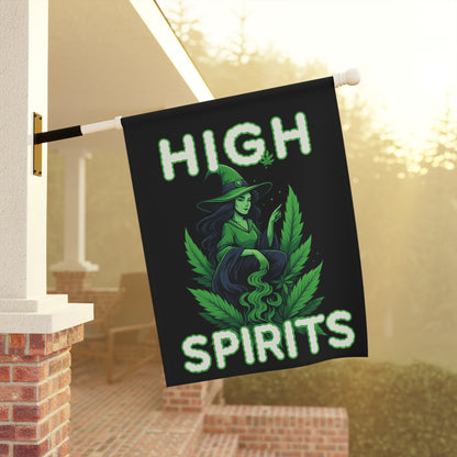 High Spirits Garden Banner, Witch Decor, Magical Garden Flag, Outdoor Hanging Art, Halloween Home Decor, Garden Flag for Celebrations