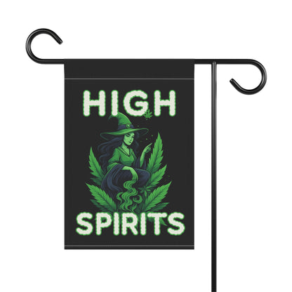 High Spirits Garden Banner, Witch Decor, Magical Garden Flag, Outdoor Hanging Art, Halloween Home Decor, Garden Flag for Celebrations