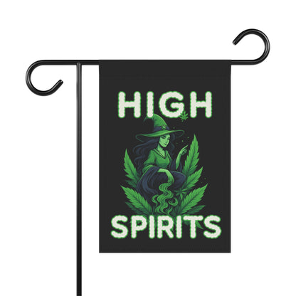 High Spirits Garden Banner, Witch Decor, Magical Garden Flag, Outdoor Hanging Art, Halloween Home Decor, Garden Flag for Celebrations