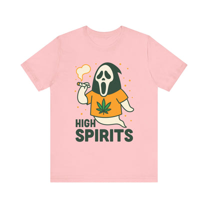 High Spirits Ghost Tee, Unisex T-Shirt, Cannabis Shirt, Funny Graphic Tee, Halloween Outfit, Party Apparel