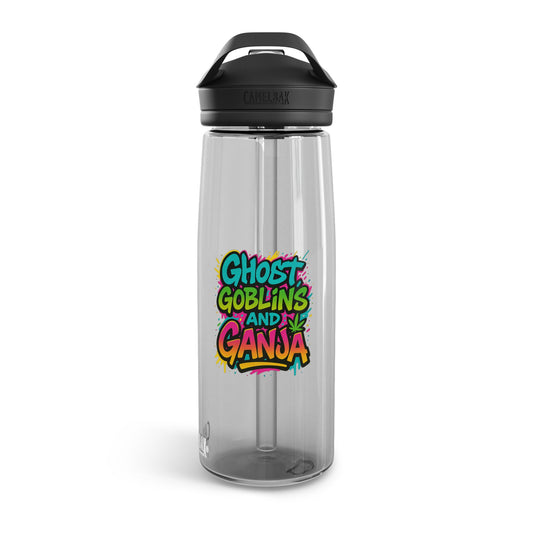 Water Bottle - 420 Friendly Hydration with Ghosts Goblins and Ganja Design