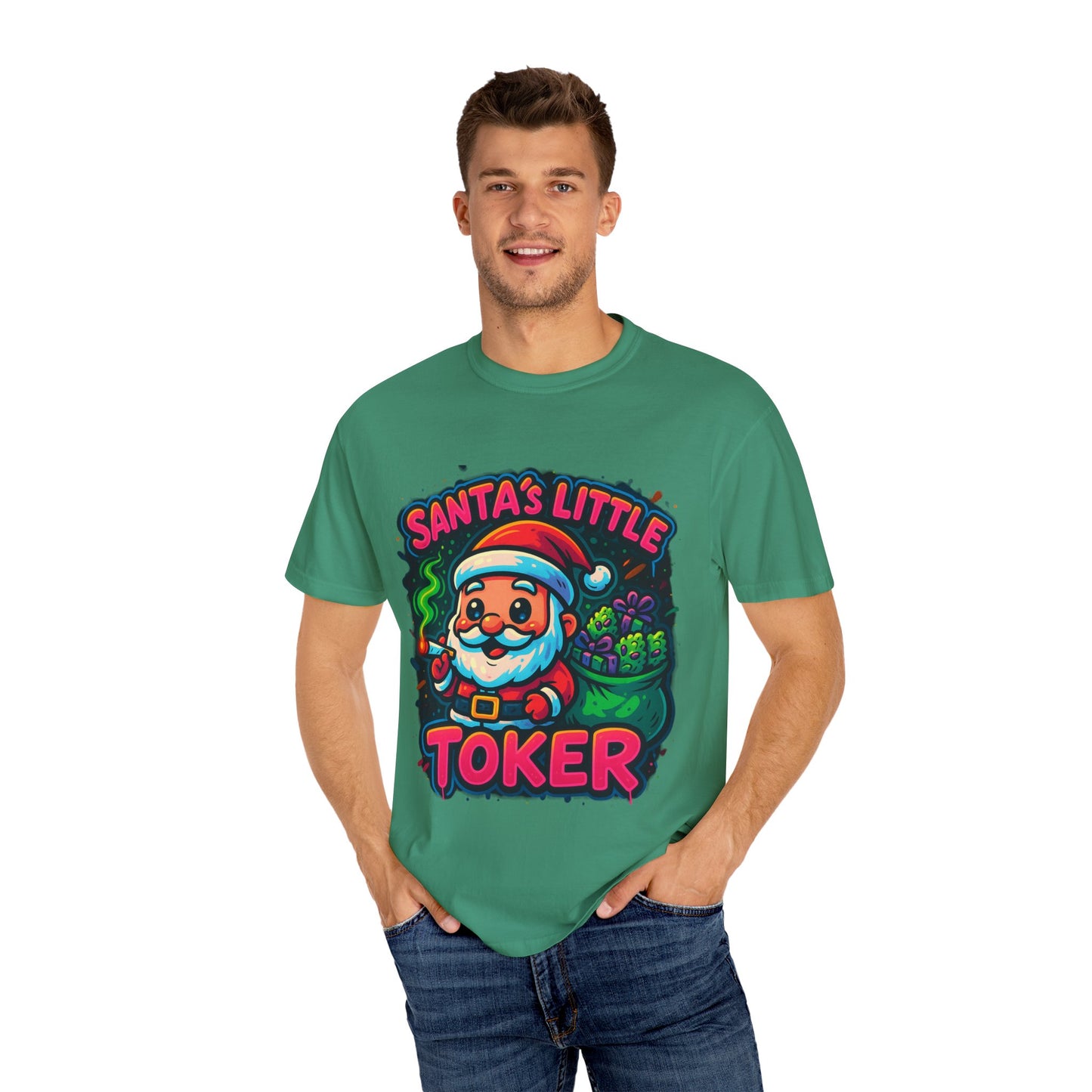 Santa’s Little Toker Christmas Shirt – Cute Chibi Weed Santa Holiday Tee