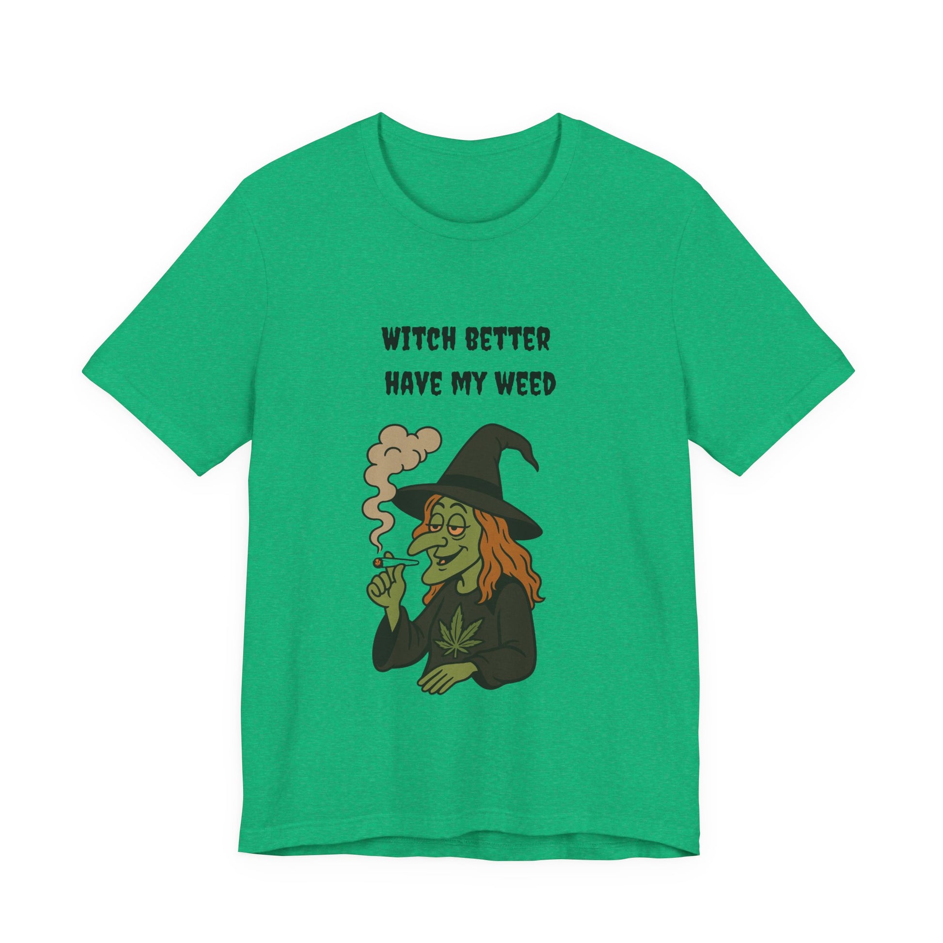 Witchy Cannabis Tee | Unisex Jersey Short Sleeve T-Shirt, Halloween Shirt, Funny Witch Apparel, Stoner Gift, Eco-friendly Tees-Mary Jane 2025