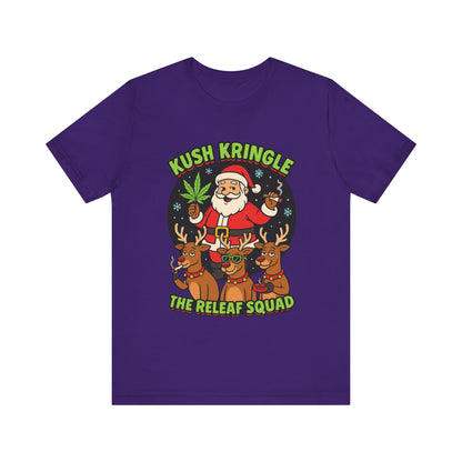 Kush Kringle Christmas Tee — "The Releaf Squad" Santa & Reindeer Holiday Shirt