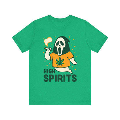 High Spirits Ghost Tee, Unisex T-Shirt, Cannabis Shirt, Funny Graphic Tee, Halloween Outfit, Party Apparel