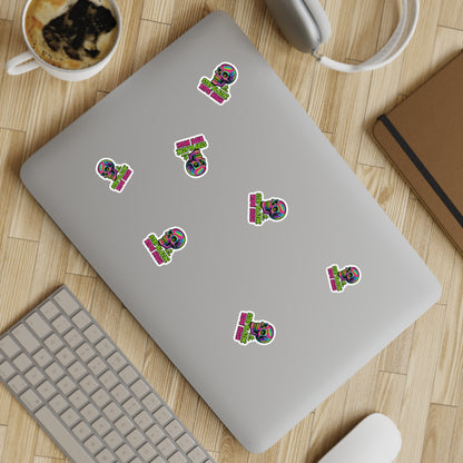 Mary-Jane “Stay Blazin’, Ride High” Neon Skull Bumper Sticker – Graffiti Vibes for Bold Cannabis Lovers, Vibrant Sticker Sheet Bundle | Stay Blazin Ride High, Vinyl Decals for Decor, Journals, Laptops, Festival Gear, Gifts