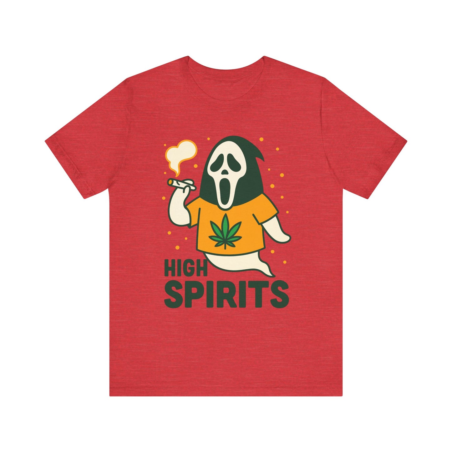 High Spirits Ghost Tee, Unisex T-Shirt, Cannabis Shirt, Funny Graphic Tee, Halloween Outfit, Party Apparel