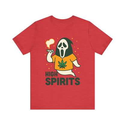 High Spirits Ghost Tee, Unisex T-Shirt, Cannabis Shirt, Funny Graphic Tee, Halloween Outfit, Party Apparel