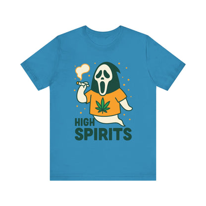 High Spirits Ghost Tee, Unisex T-Shirt, Cannabis Shirt, Funny Graphic Tee, Halloween Outfit, Party Apparel