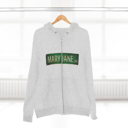Mary Jane Lane Unisex Zip Hoodie, Cozy Sweatshirt for Relaxation, Cannabis Enthusiast Gift, Streetwear, Trendy Hoodie-Mary Jane 2025