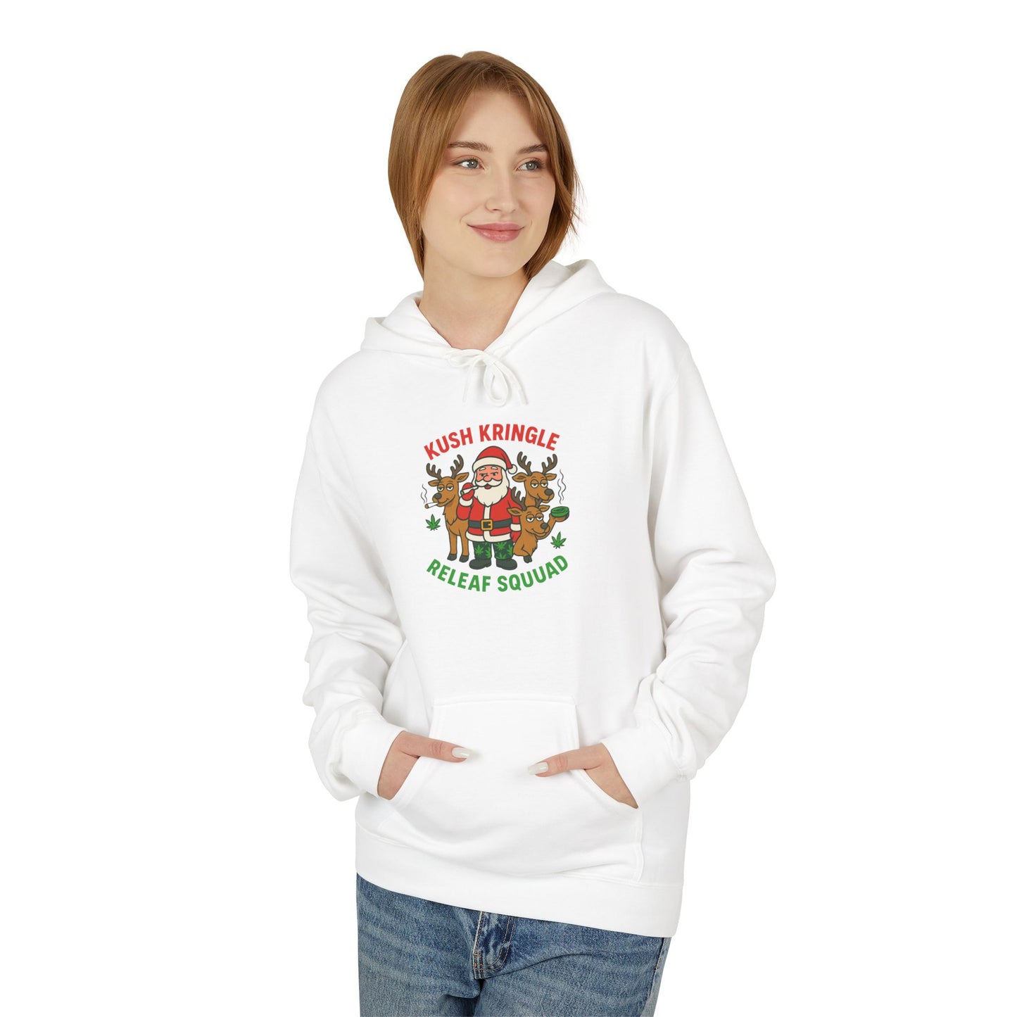 Kush Jingle Releaf Squad Hoodie — Holiday Stoner Christmas Sweatshirt