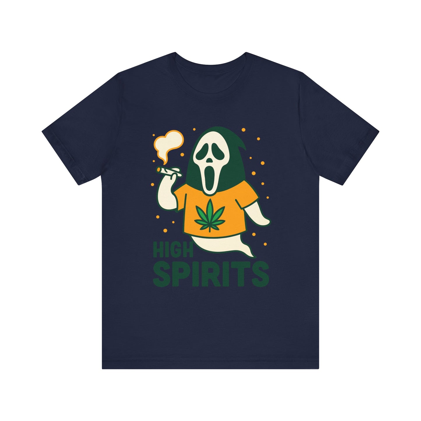 High Spirits Ghost Tee, Unisex T-Shirt, Cannabis Shirt, Funny Graphic Tee, Halloween Outfit, Party Apparel