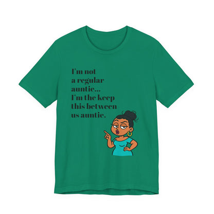 Sassy Auntie Graphic – “Keep This Between Us” Funny Auntie Cartoon PNG