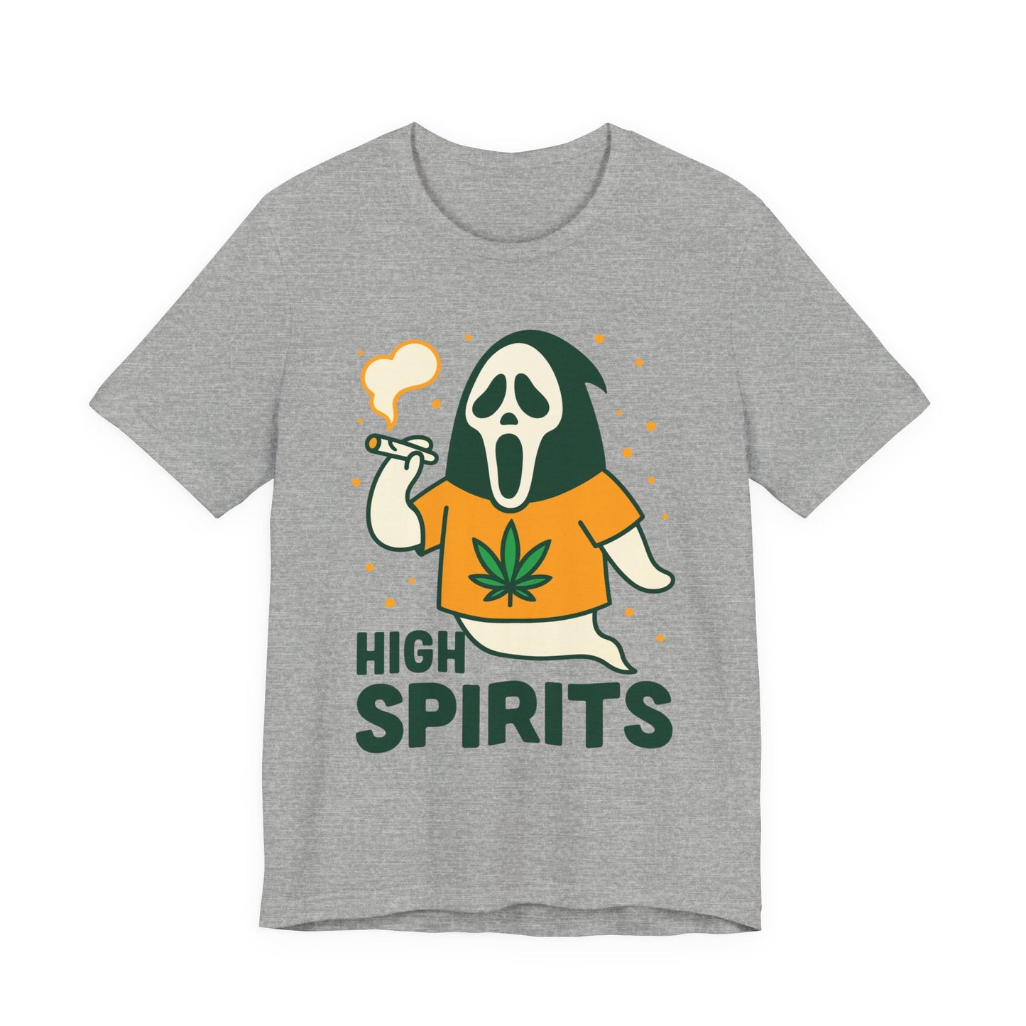 High Spirits Ghost Tee, Unisex T-Shirt, Cannabis Shirt, Funny Graphic Tee, Halloween Outfit, Party Apparel