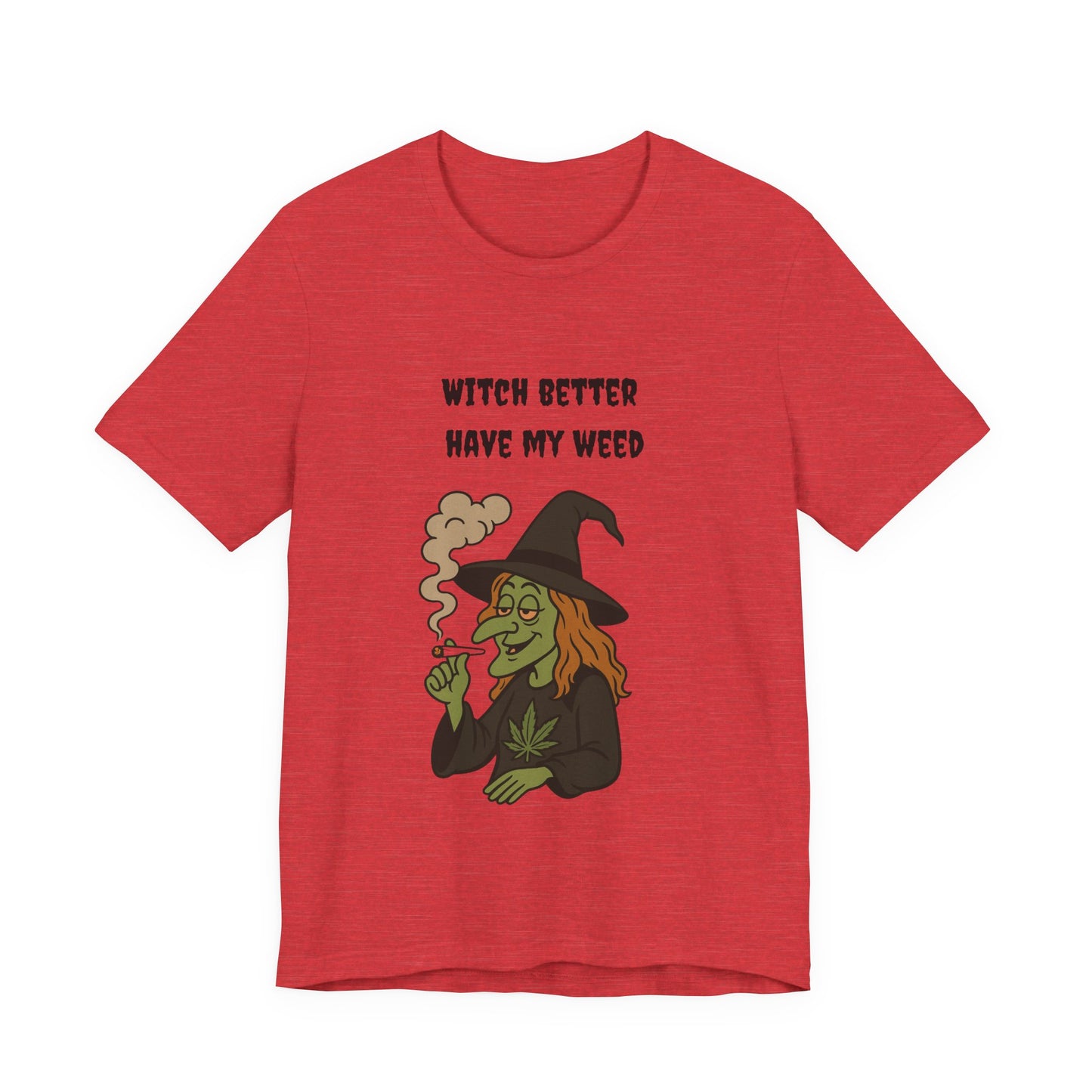 Witchy Cannabis Tee | Unisex Jersey Short Sleeve T-Shirt, Halloween Shirt, Funny Witch Apparel, Stoner Gift, Eco-friendly Tees-Mary Jane 2025