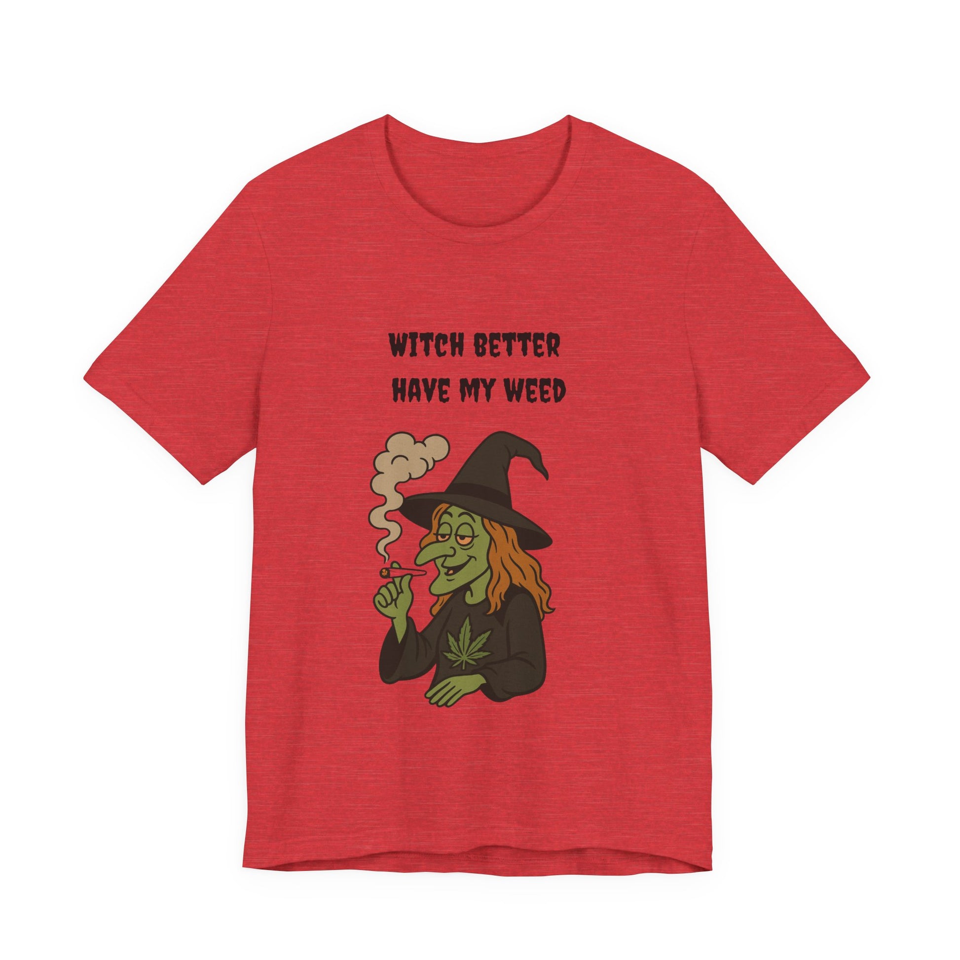 Witchy Cannabis Tee | Unisex Jersey Short Sleeve T-Shirt, Halloween Shirt, Funny Witch Apparel, Stoner Gift, Eco-friendly Tees-Mary Jane 2025