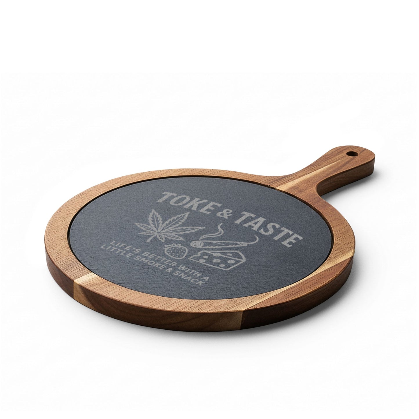 Toke & Taste Charcuterie Board – Engraved Cannabis-Inspired Serving Board - Perfect for Gatherings & Celebrations