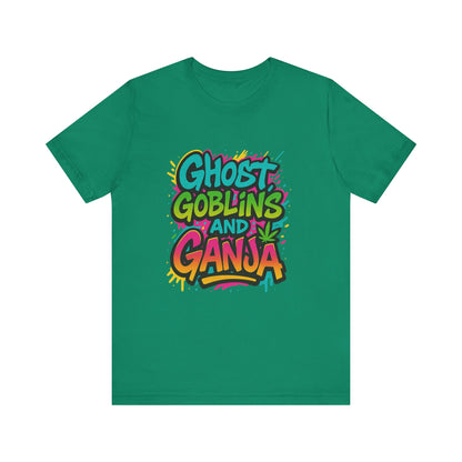 Ghost Goblins and Ganja T-Shirt, Funny Halloween Tee, Weed Lover Gift, Unisex Graphic Tee, Stoner Apparel, Est. 2025 Shirt