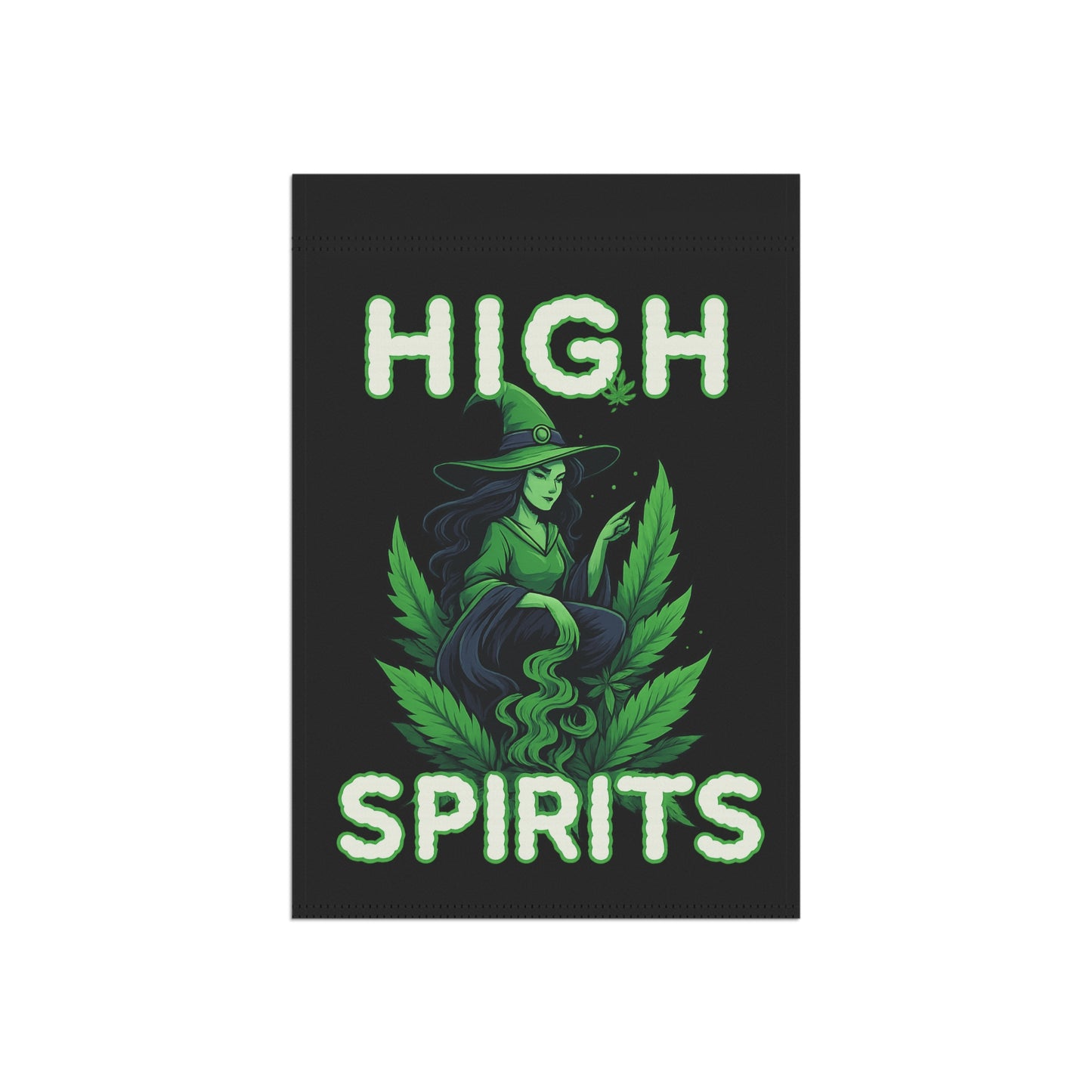 High Spirits Garden Banner, Witch Decor, Magical Garden Flag, Outdoor Hanging Art, Halloween Home Decor, Garden Flag for Celebrations