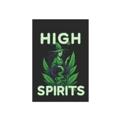 High Spirits Garden Banner, Witch Decor, Magical Garden Flag, Outdoor Hanging Art, Halloween Home Decor, Garden Flag for Celebrations