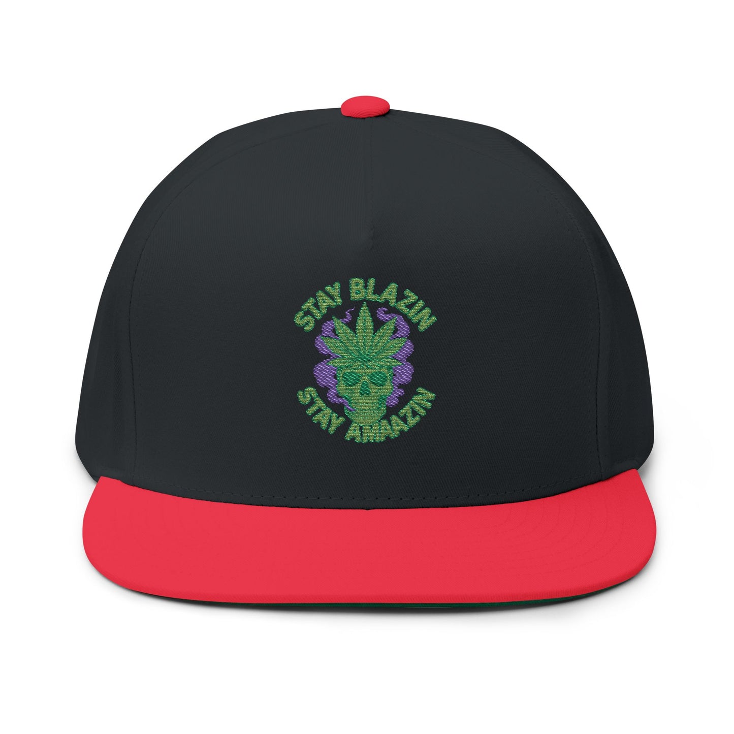 Embroidered Flat Bill Cap - Stay Blazin' Green Design, Adjustable Cap for Sports, Casual Wear, Gift Idea, Stay Blazin Stay Amazin Trucker Hat – Mary-Jane EST 2025 | Neon Green & Purple 420 Streetwear
