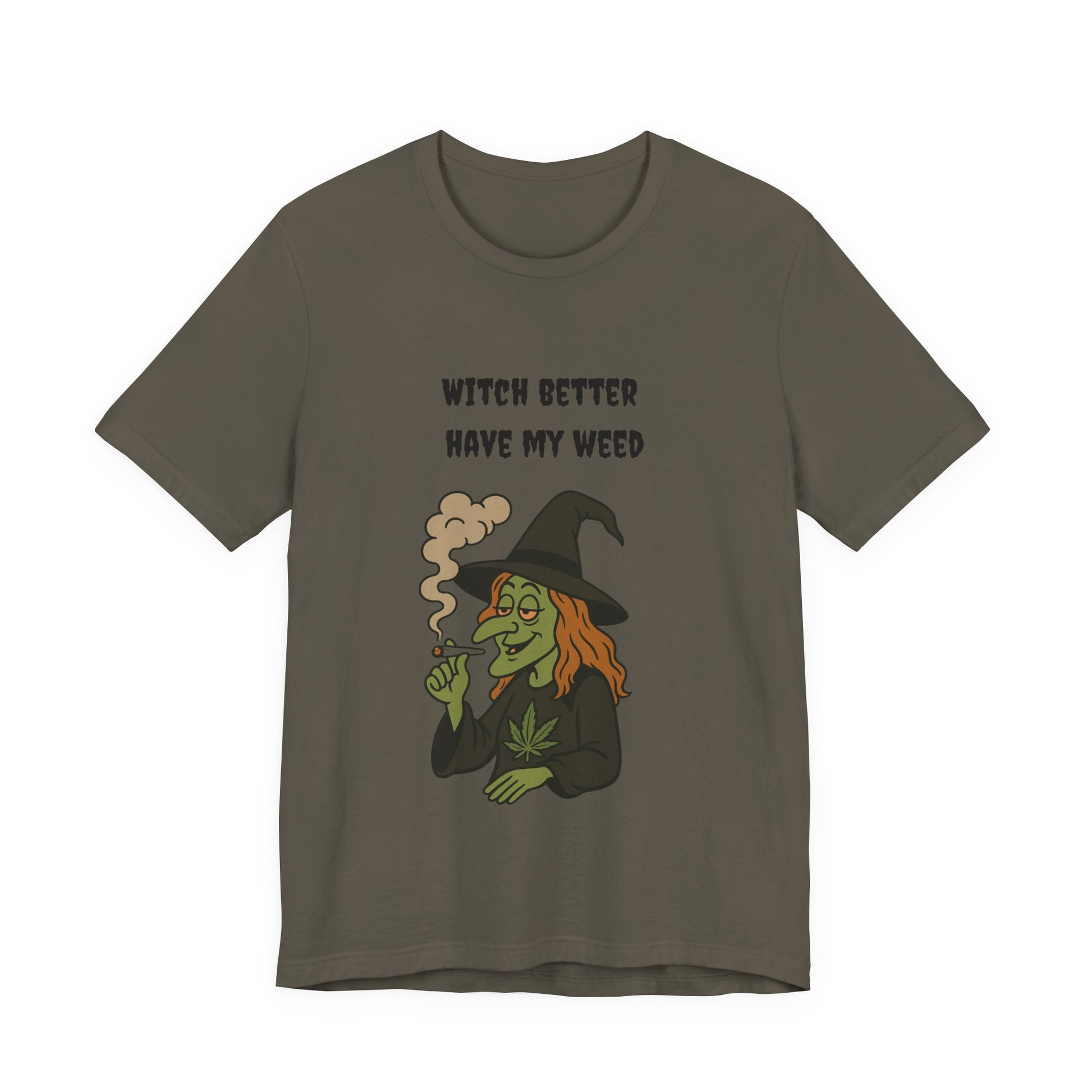 Witchy Cannabis Tee | Unisex Jersey Short Sleeve T-Shirt, Halloween Shirt, Funny Witch Apparel, Stoner Gift, Eco-friendly Tees-Mary Jane 2025