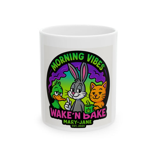 Wake 'N Bake Ceramic Coffee Mug - Morning Vibes 11oz & 15oz