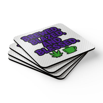 Chic Corkwood Coaster Set - Brewed, Blazed, & Blessed, Gift for Coffee Lovers, Stoner Decor, Cannabis Enthusiast, Home Bar [...]
