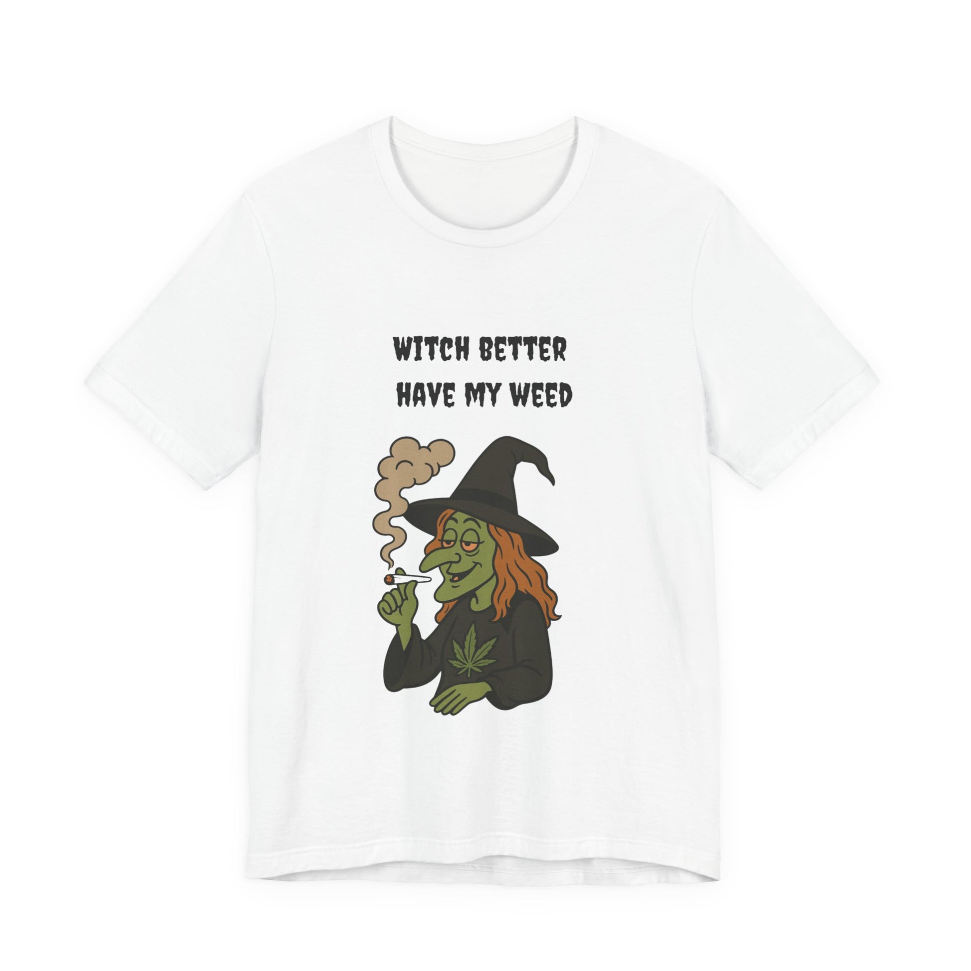 Witchy Cannabis Tee | Unisex Jersey Short Sleeve T-Shirt, Halloween Shirt, Funny Witch Apparel, Stoner Gift, Eco-friendly Tees-Mary Jane 2025