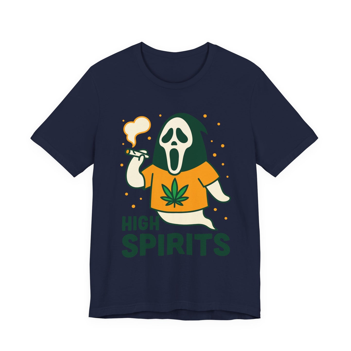 High Spirits Ghost Tee, Unisex T-Shirt, Cannabis Shirt, Funny Graphic Tee, Halloween Outfit, Party Apparel