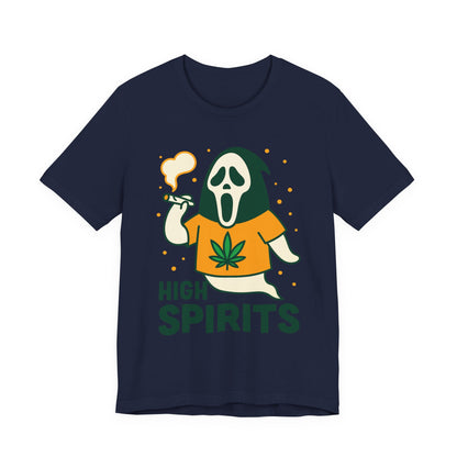 High Spirits Ghost Tee, Unisex T-Shirt, Cannabis Shirt, Funny Graphic Tee, Halloween Outfit, Party Apparel