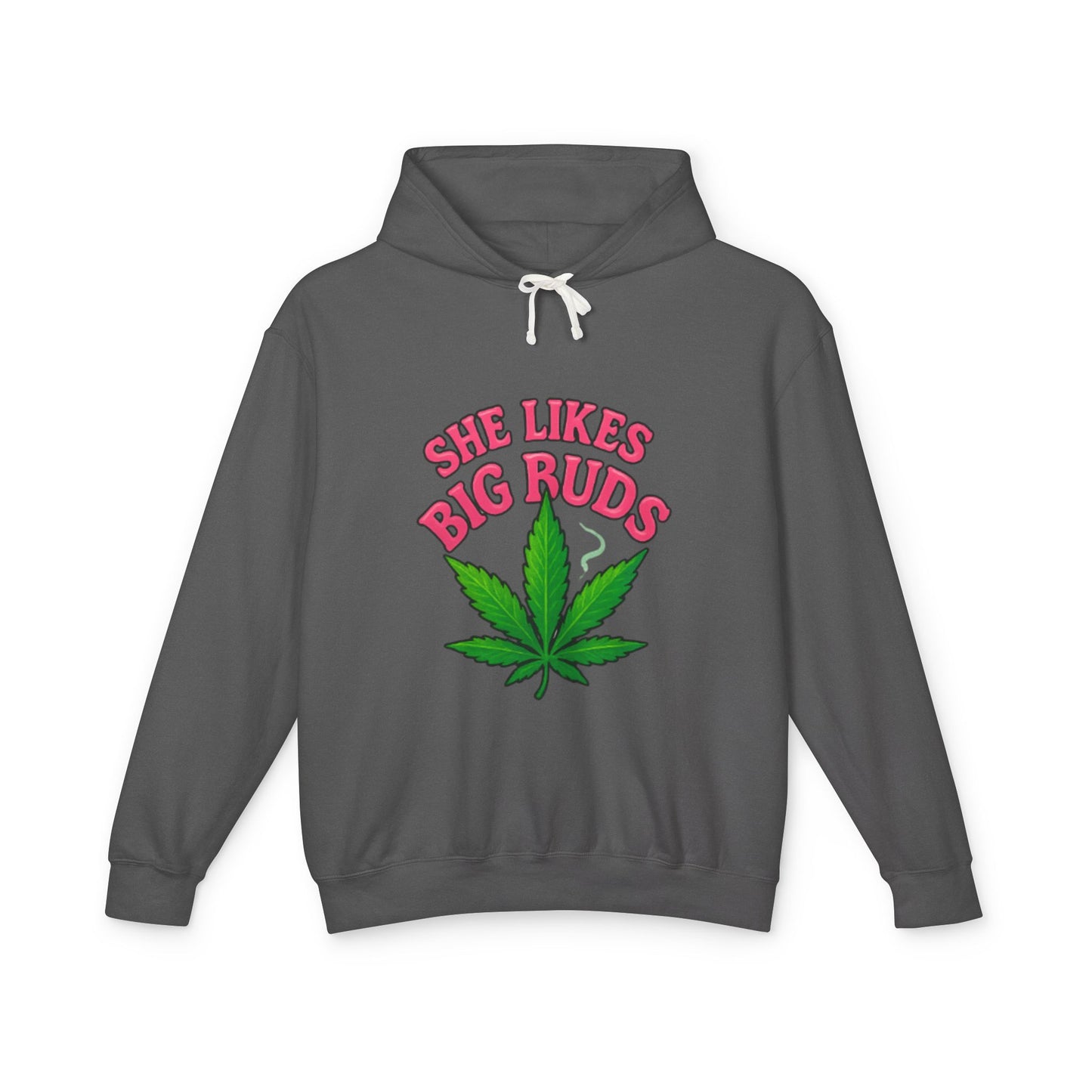 She Likes Big Buds Unisex Lightweight Hooded Sweatshirt, Cannabis Hoodie, Funny Gift, Casual Wear, Sarcastic Merch, Stoner Apparel